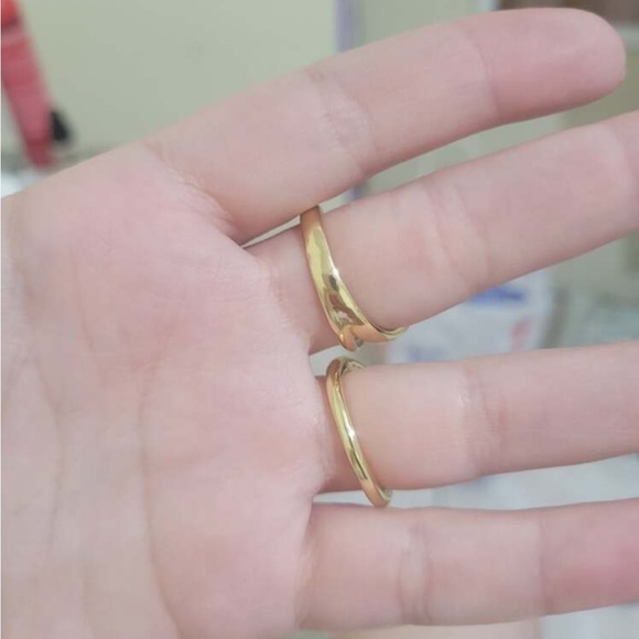 2 Yellow Gold Ring Set Copper Fashion Jewelry - Picture 9 of 12